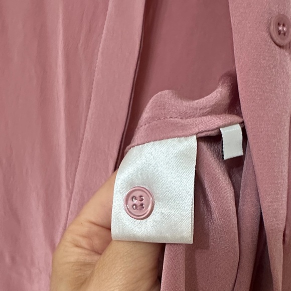 100% Silk Iris & Ink Button-Up Blouse | Dusty Rose Pink - Picture 11 of 11